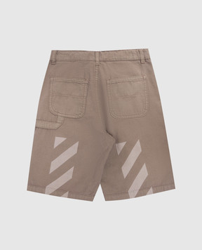 Off-White Дитячі коричневі шорти з нашивками Camping 44BCB00BS26F001
