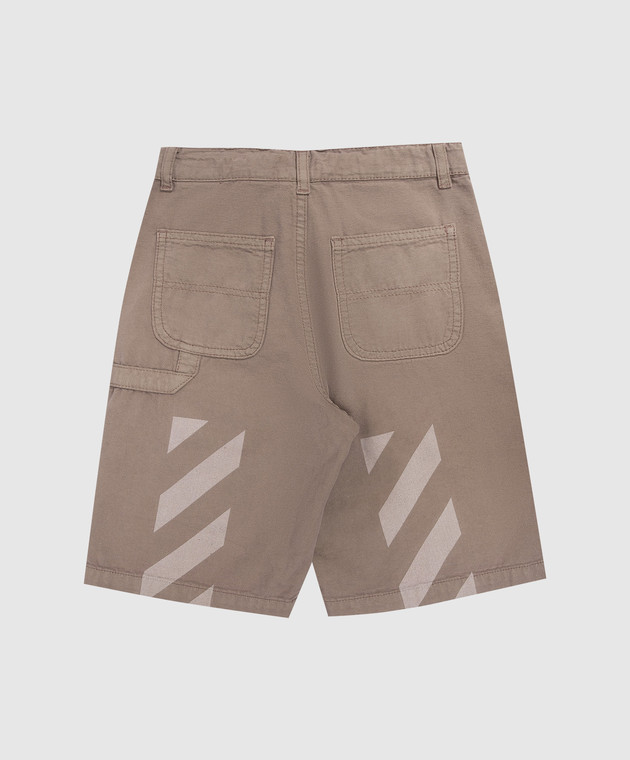 Off-White Дитячі коричневі шорти з нашивками Camping 44BCB00BS26F001 зображення 2
