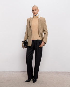 Victoria Beckham Бежевий двобортний жакет Beatrice з вовною 1326WJK007353C