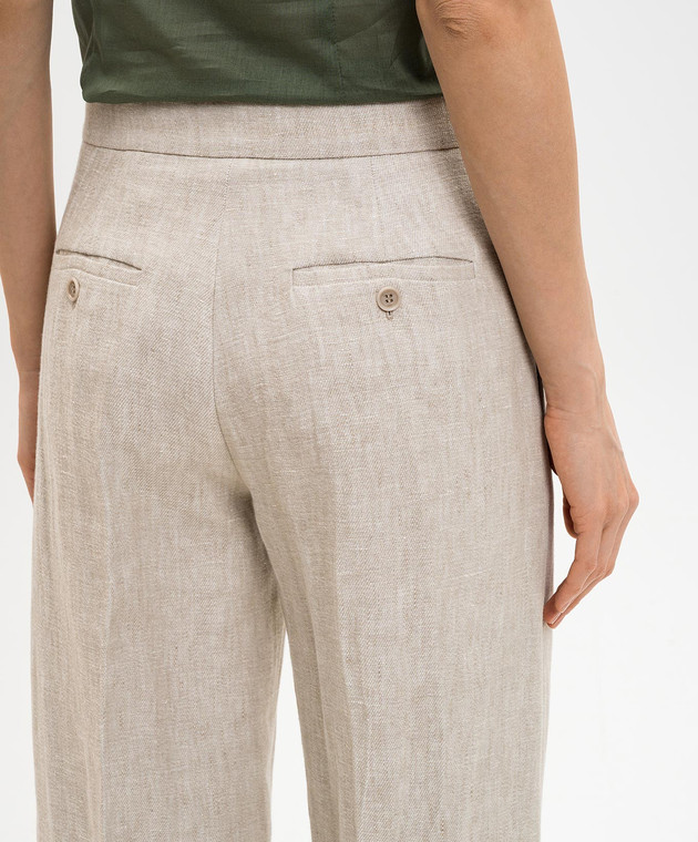 Max Mara Бежеві штани з льону MXSGINNICO зображення 5