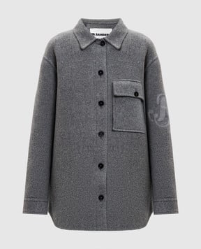 Jil Sander Сіре пальто з вовни в стилі сорочки J40SW0015J40020