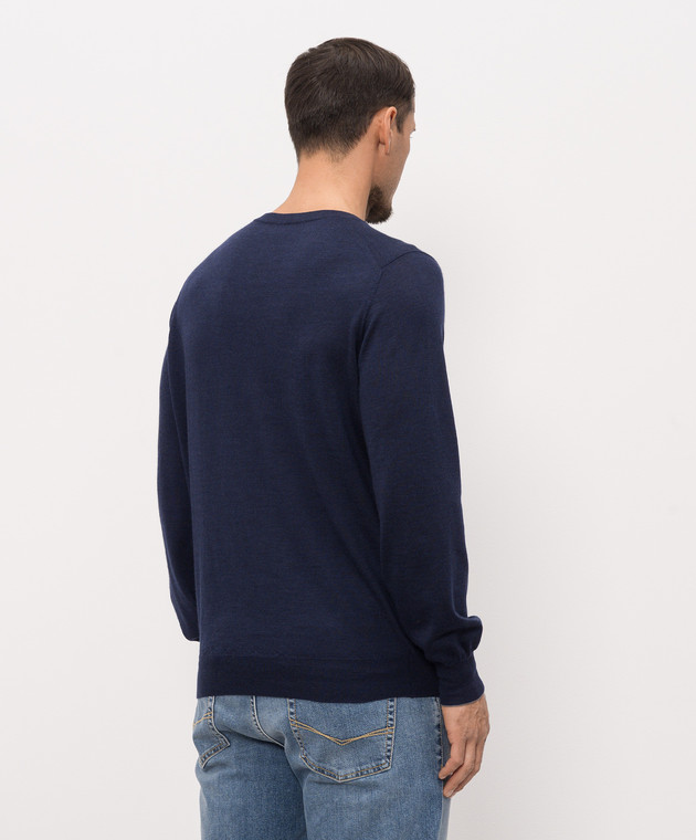 Brunello Cucinelli Джемпер синього кольору з вовни та кашеміру M2400100 зображення 4