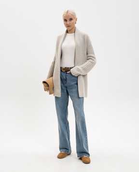 LISA YANG Серый кардиган на запах Jacqueline из кашемира 2026038