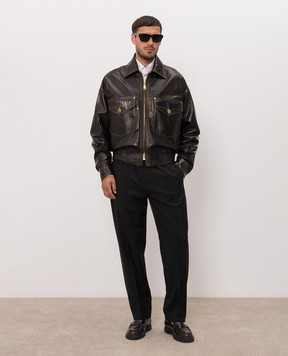 Versace Чорна шкіряна куртка 10257781A18381