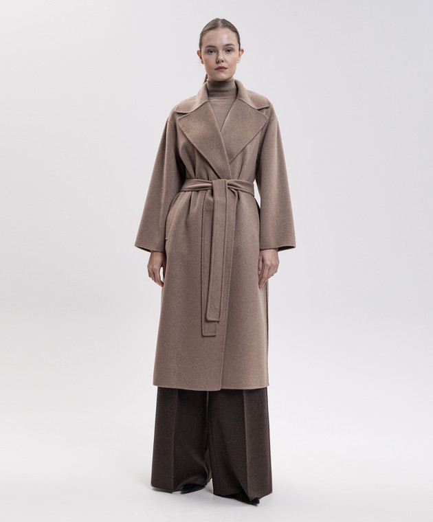 Max Mara Бежевое пальто CARISMA на запах из шерсти и кашемира SMMCARISMA изображение 3