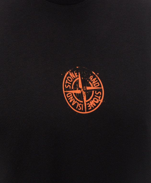Stone Island Черная футболка с принтом логотип эмблемы L2S152100001S0533 изображение 5