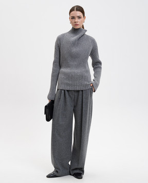 Victoria Beckham Серые брюки из шерсти и кашемира 1425WTR002857H