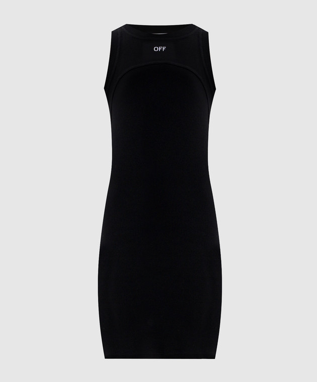 Off-White Чорна сукня міні з вишивкою OFF 2FU00680T