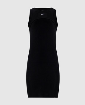 Off-White Чорна сукня міні з вишивкою OFF 2FU00680T