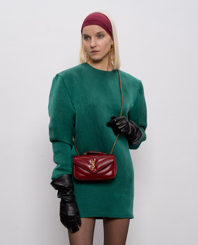 Saint Laurent Бордовая кожаная сумка кросс-боди LOULOU 860628AAEAX