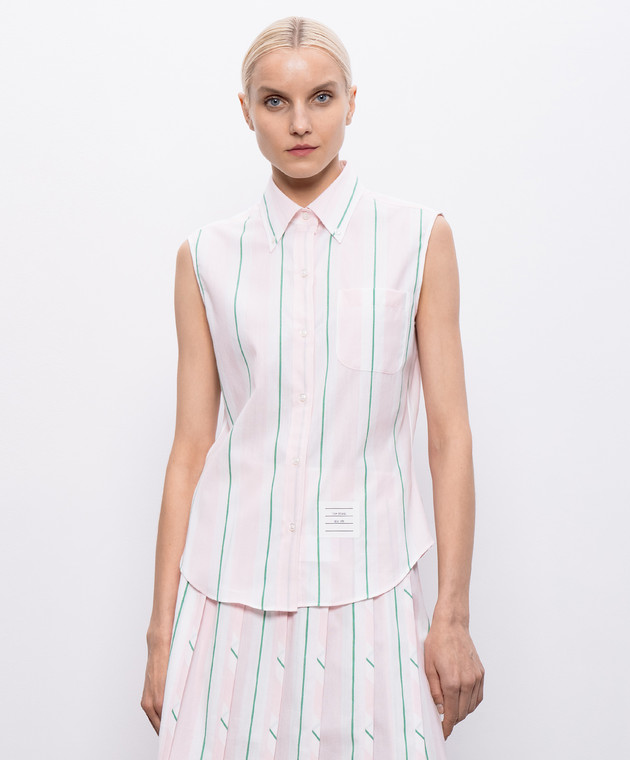 Thom Browne Рожева сорочка без рукавів в смужку FLL222AF1159 зображення 3