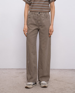 Brunello Cucinelli Коричневые джинсы с льном ML996P4053