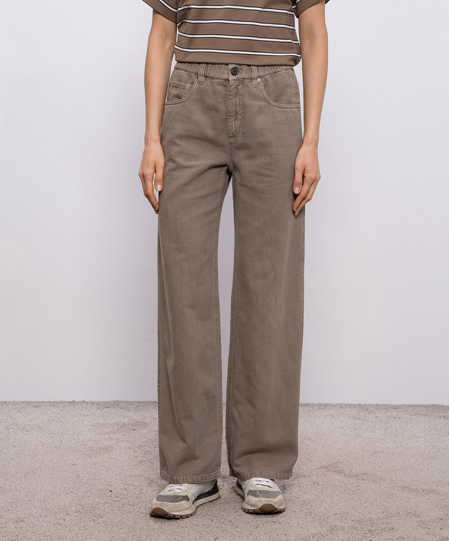Brunello Cucinelli Коричневые джинсы с льном ML996P4053 изображение 3