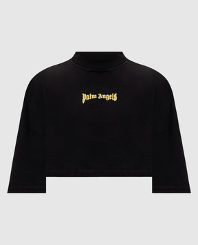 Palm Angels Черная укороченная футболка с логотипом PWAA054S26JER003