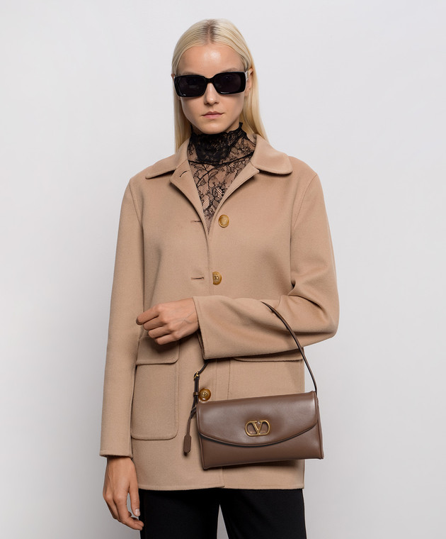 Valentino Коричнева шкіряна сумка Devain 9W2B0T31ABM зображення 2
