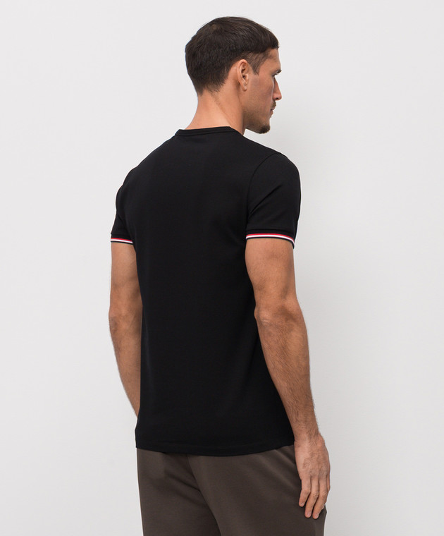 Moncler Черная футболка с контрастным окантованием L10918C7160087296 изображение 3