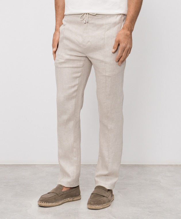 Doriani Cashmere Бежеві штани з льону P207269NP26950210 зображення 3