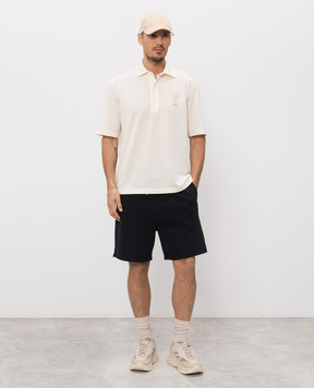 Ami Paris Бежевое поло с фактурной нашивкой эмблемы UPL428JE0221m