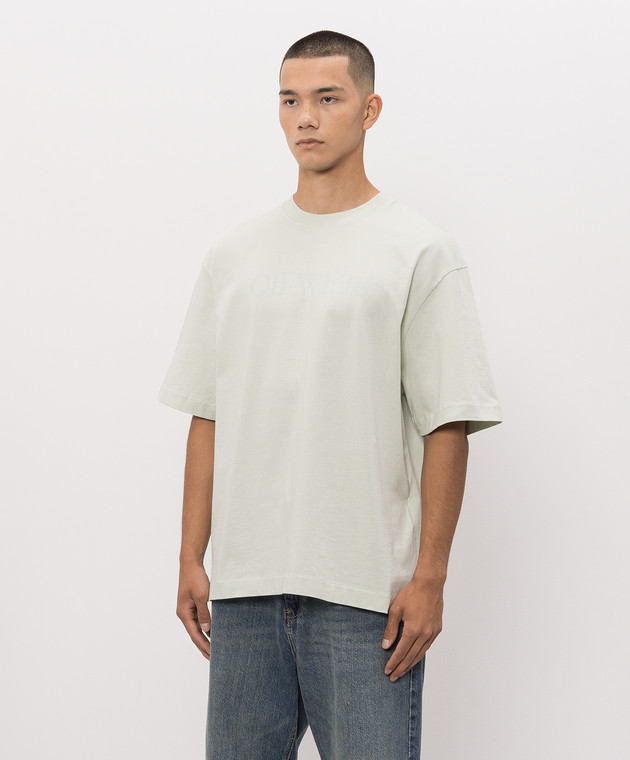 Off-White Зелена футболка з принтом логотипа 44MAA120S26J00H зображення 3