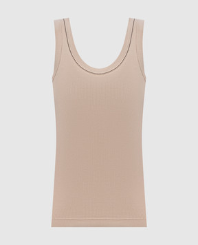 Brunello Cucinelli Бежевая майка с цепочкой мониль MG902FP100