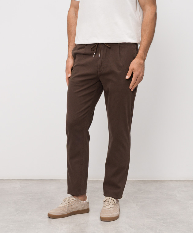 Woolrich Коричневі штани з льоном CFWOTR2027MRUT5288 зображення 3