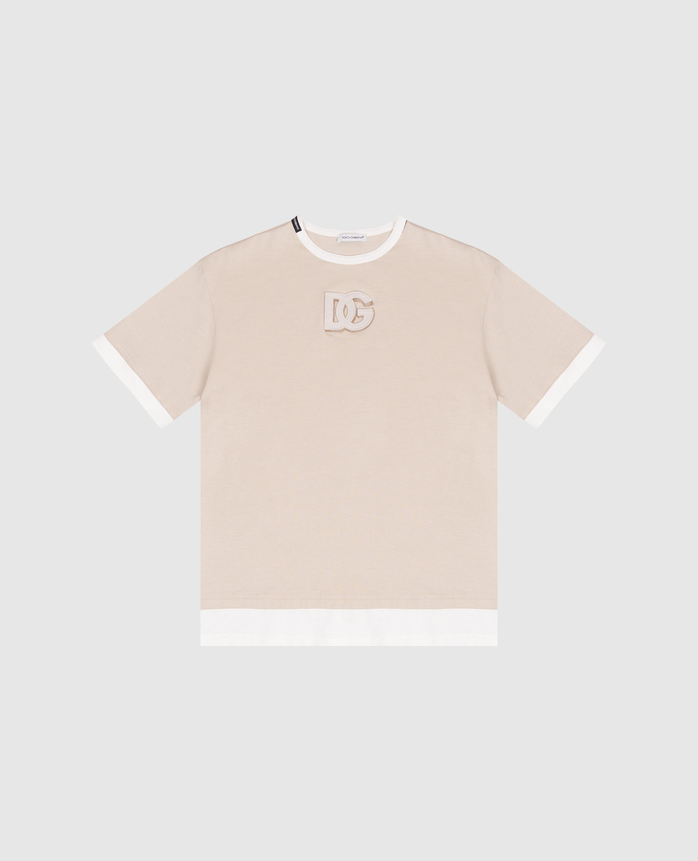 

Детская бежевая футболка с нашивкой DG, Бежевый, Футболки