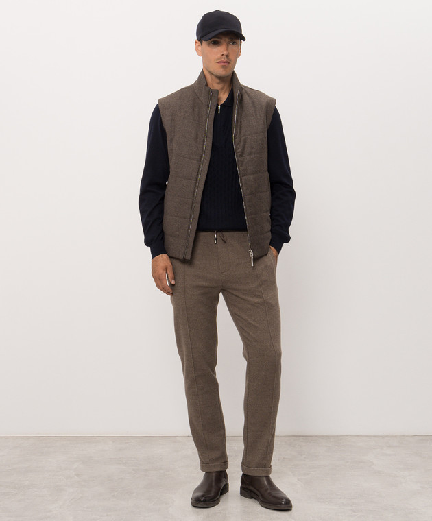 Bertolo Cashmere Синее поло из шерсти и шелка с узором 90262600256658 изображение 2