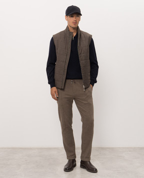 Bertolo Cashmere Синее поло из шерсти и шелка с узором 90262600256658
