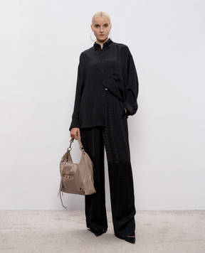 Balenciaga Чорні штани в принт логотипа 850696TTO54