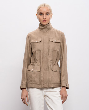 Herno Коричневая куртка из шерсти, шелка и льна с люрексом FI000012D33489