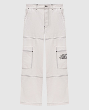 Off-White Білі штани-карго з вишивкою логотипа 44XCF04ES26F001
