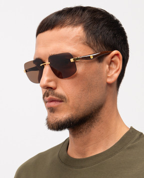 Stefano Ricci Золотисті сонцезахисні окуляри Рrestige SG32OMEWOOD