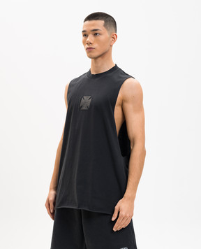 Vetements Чорна майка з нашивкою ME76TR155B