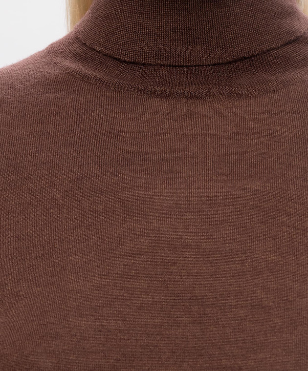 Brunello Cucinelli Коричневый гольф из кашемира и шелка M13800063 изображение 5