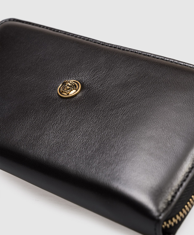 Versace Чорний шкіряний гаманець з фактурною емблемою 10241881A17449 зображення 4