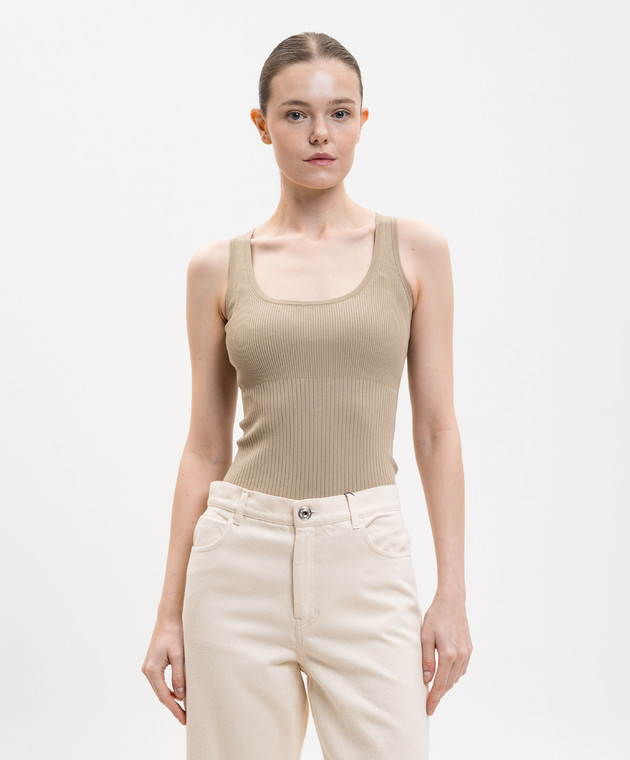 Max Mara Майка цвета хаки GHIRO MXMGHIRO изображение 3