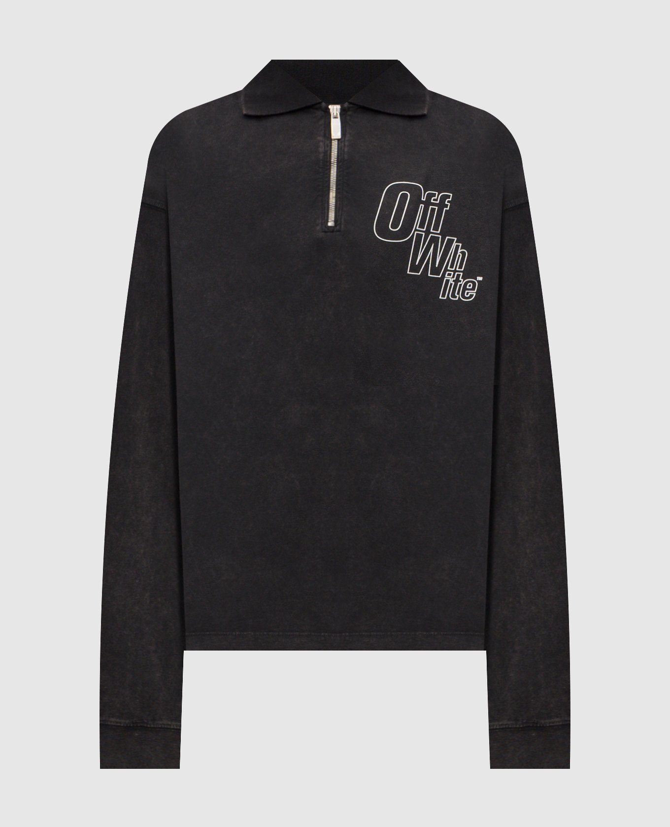 Сірий лонгслів-поло з логотипом