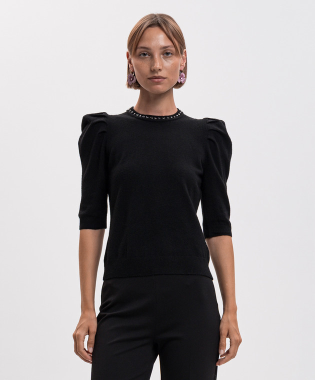 Twinset Чорний топ з кристалами 262AP3171 зображення 3