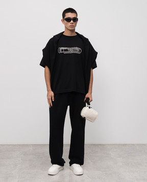 Off-White Чорна футболка Paperclip 44MAA120F5J00I
