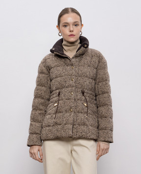 Moncler Коричневая пуховая куртка Antigony с шерстью K20931A00234598WC