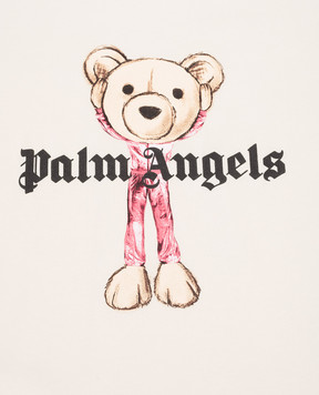 Palm Angels Дитяча бежева футболка з принтом PGAA001S26JER002