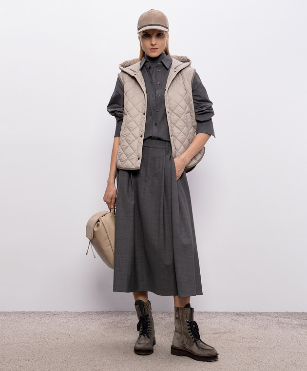 Brunello Cucinelli Темно-серый меланжевый топ из кашемира и шелка M13800004P изображение 2