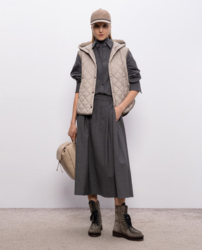 Brunello Cucinelli Темно-сірий меланжевий топ з кашеміру та шовку M13800004P