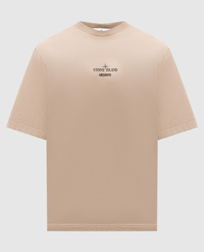 Stone Island Бежевая футболка с принтом L1S152100023S0091
