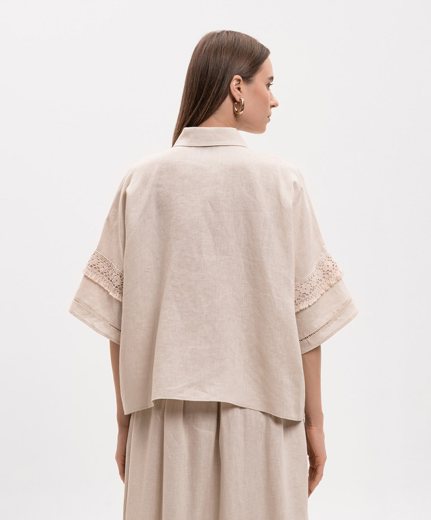 Max Mara Weekend Бежева сорочка WKIPALA з льону WKIPALA зображення 4