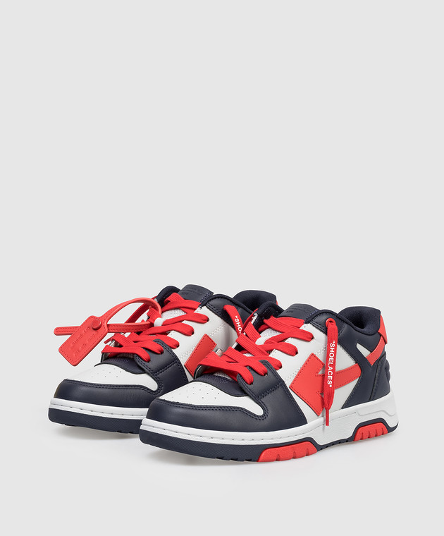 Off-White Детские синие кожаные кроссовки Out Of Office OBIA011S26LEA001 изображение 2