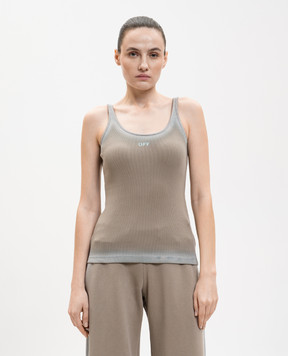 Off-White Майка коричневая в рубчик Spray 2AD072S26JER001