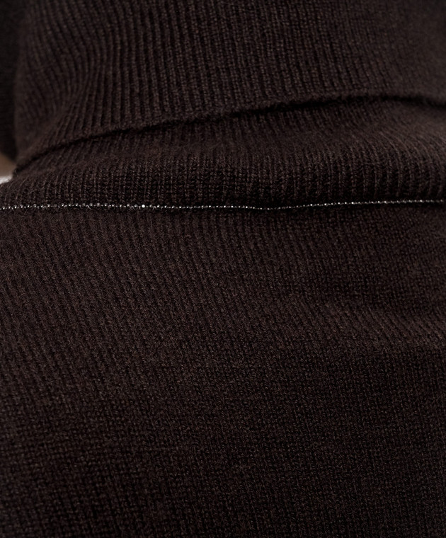 Brunello Cucinelli Коричневый гольф из кашемира с цепочкой мониль M12150103 изображение 5