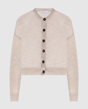 Brunello Cucinelli Бежевий кардиган з вовною з люрексом MBG775506P