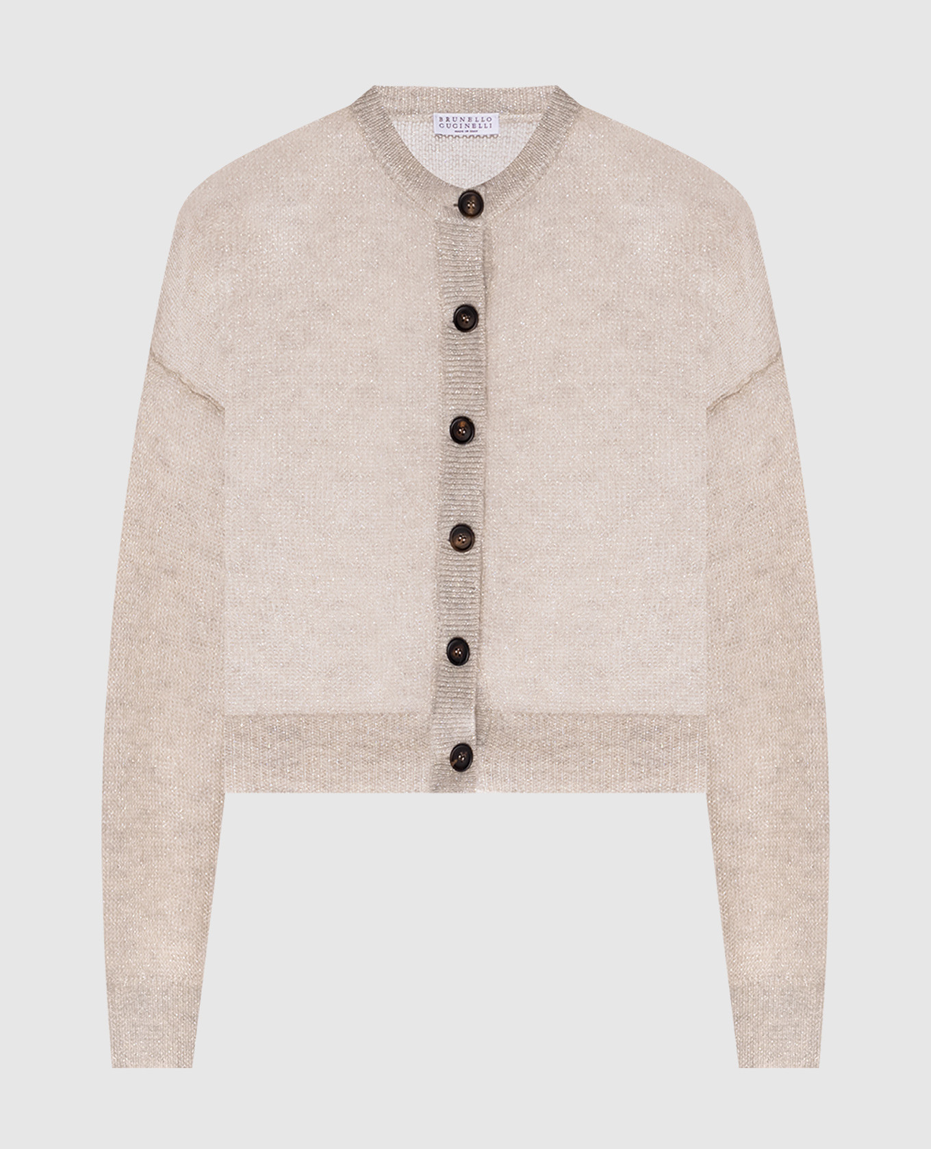 Бежевый кардиган с шерстью с люрексом